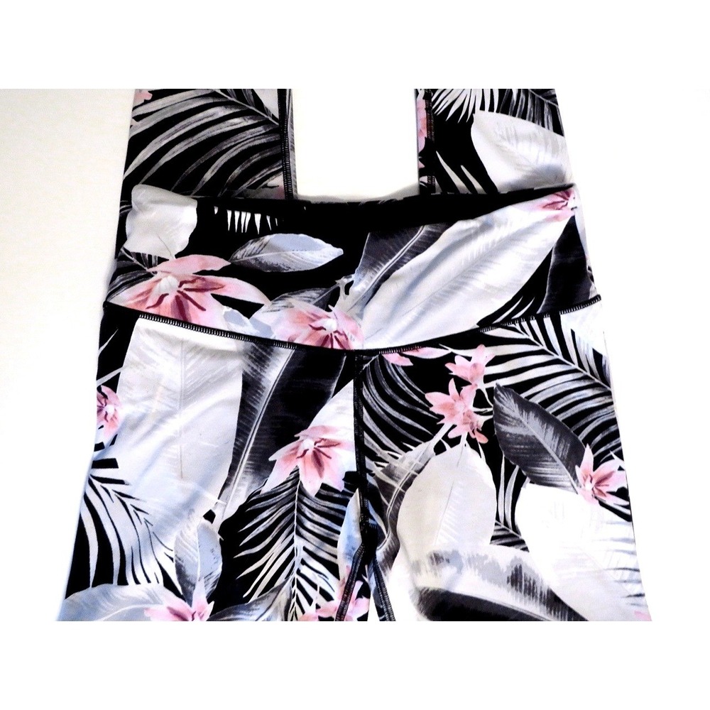 Victoria Sport Knockout Leggings Tropical Print Medium Black Pink Floral Print